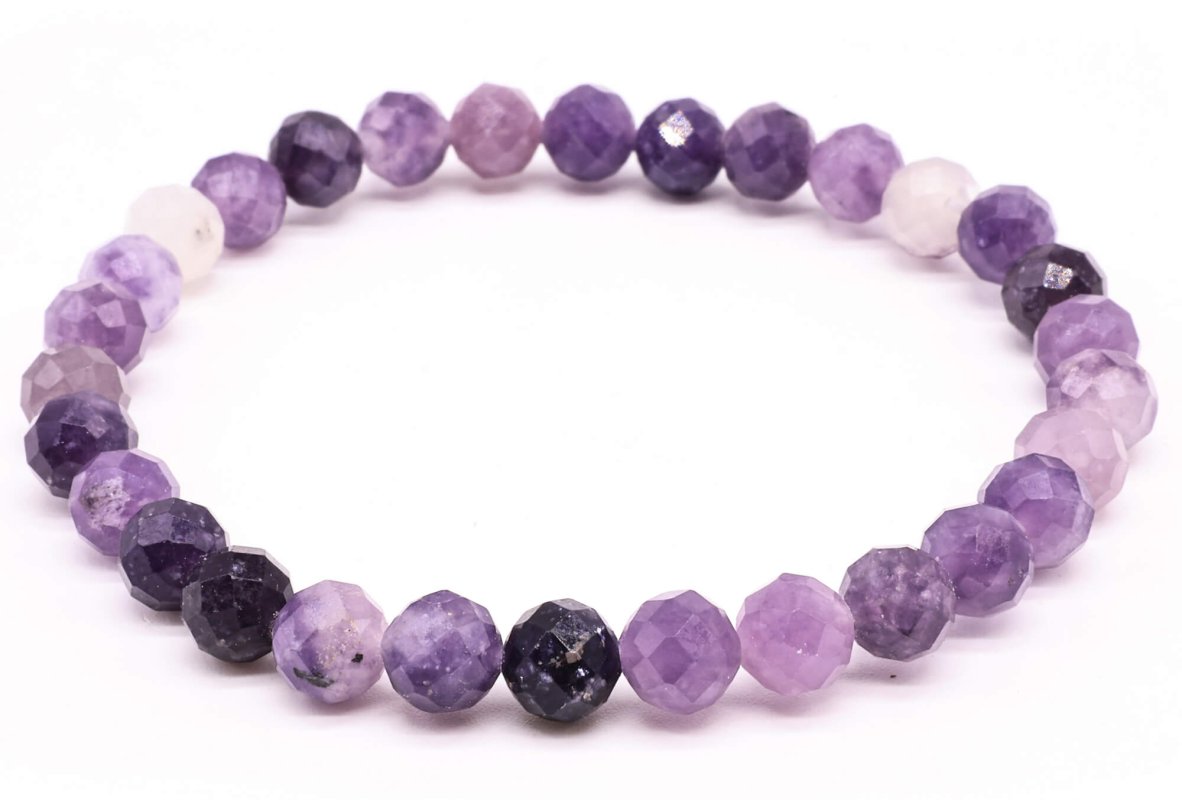 Bracelet Lépidolite perles facettées