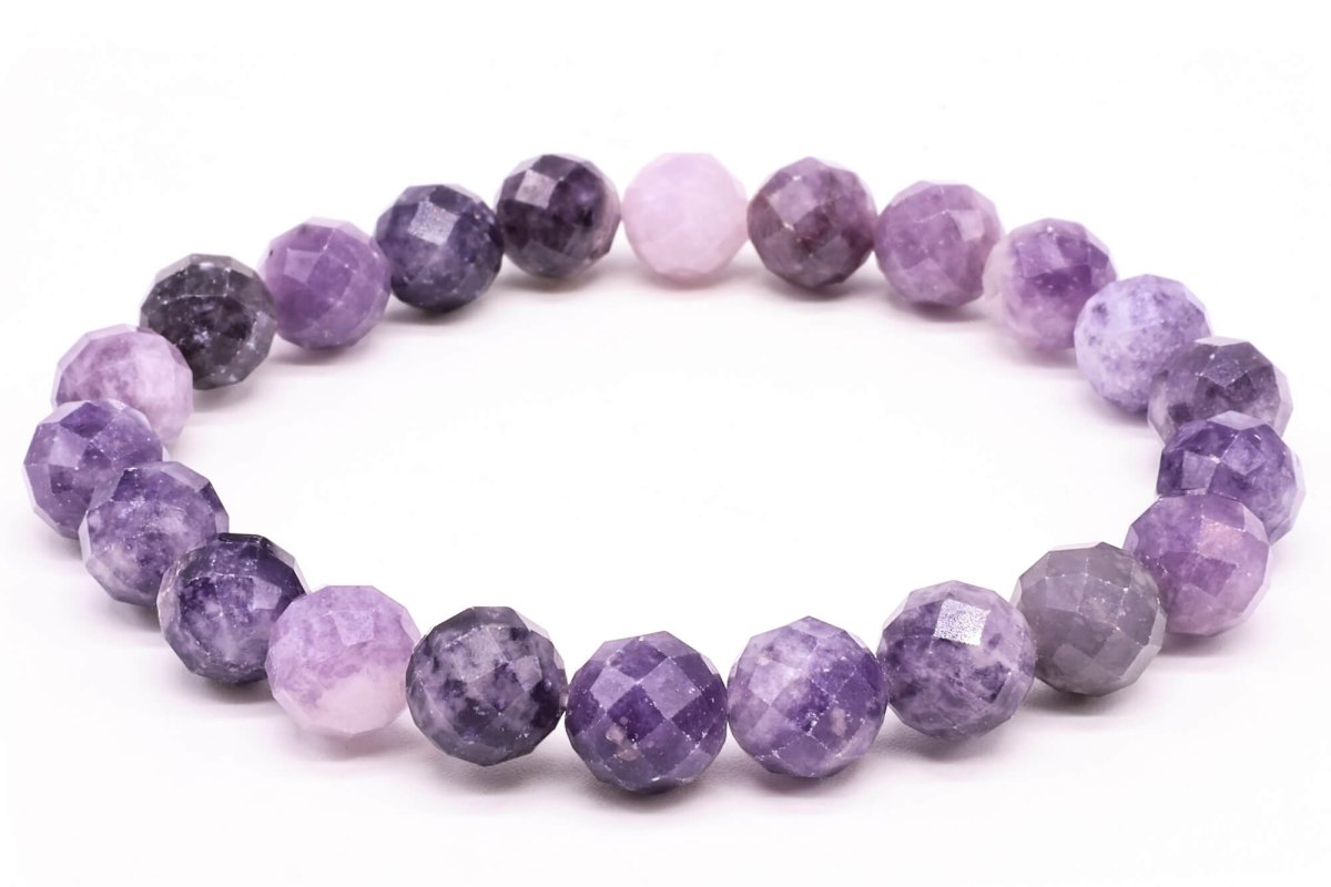 Bracelet Lépidolite perles facettées