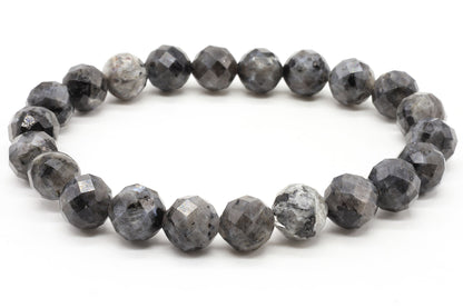 Bracelet Larvikite Perles Facettées — 8 mm