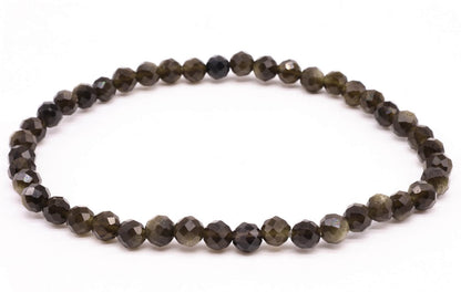 Bracelet Obsidienne Dorée perles facettées