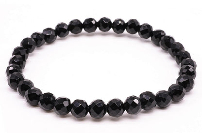 Bracelet Onyx Noir perles facettées