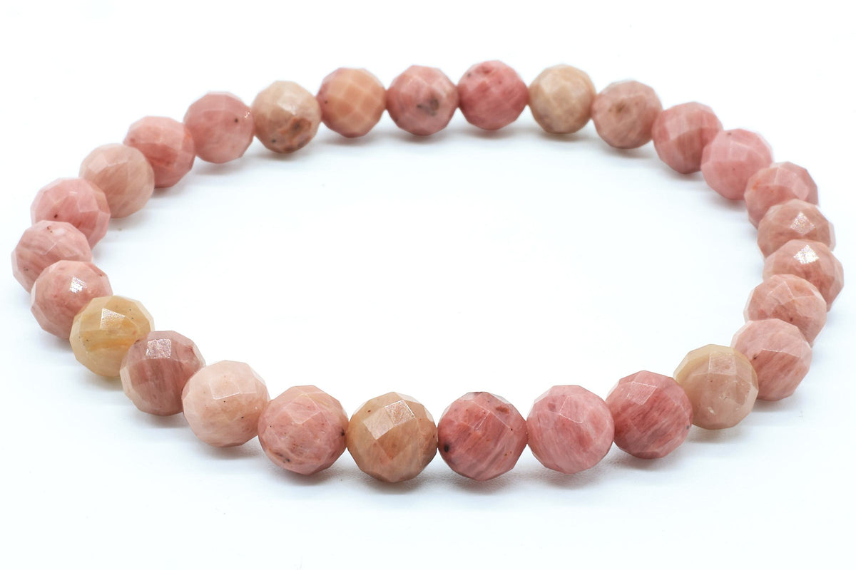 Bracelet Rhodonite Perles Facettées — 6 mm