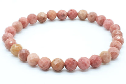 Bracelet Rhodonite Perles Facettées — 6 mm
