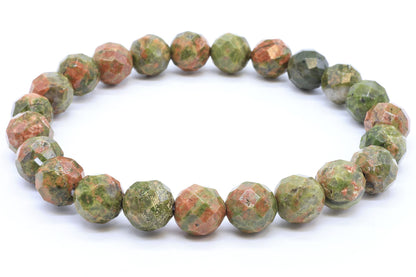 Bracelet Unakite perles facettées — 8 mm