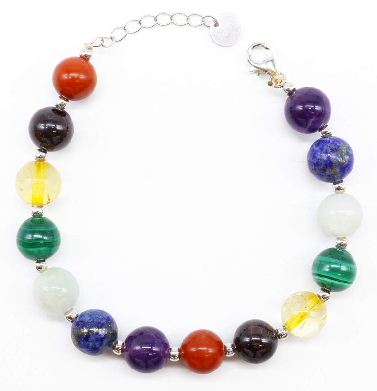 Bracelet Argent 925 7 Chakras perles 8mm