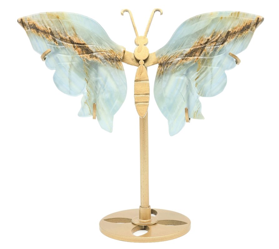 Papillon Calcite Bleue sur socle 14cm