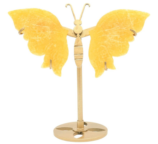 Papillon Calcite Orange sur socle 14cm