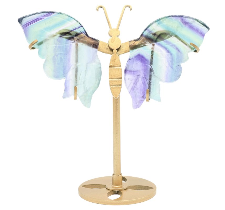 Papillon Fluorite Multicolore sur socle 14cm
