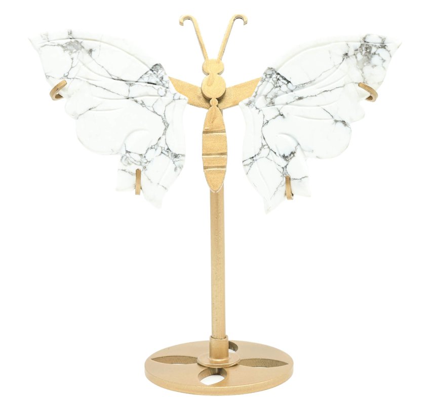 Papillon Howlite sur socle 14cm