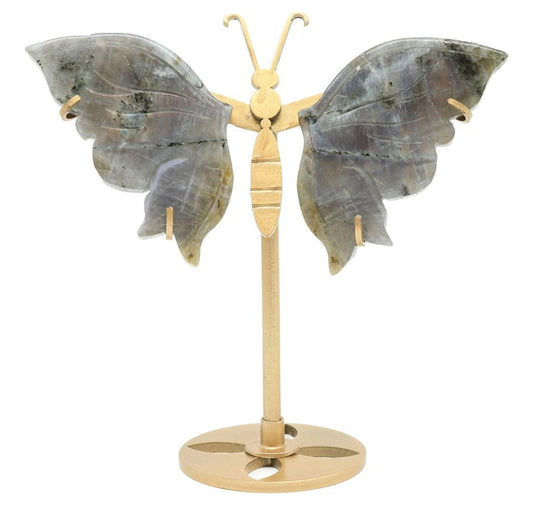 Papillon Labradorite sur socle 14cm