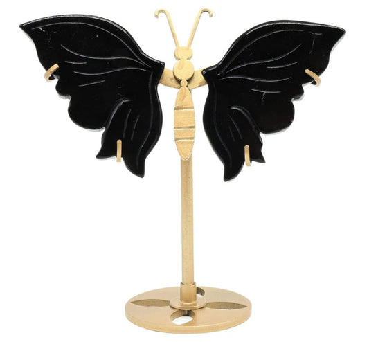 Papillon Obsidienne Noire sur socle 14cm