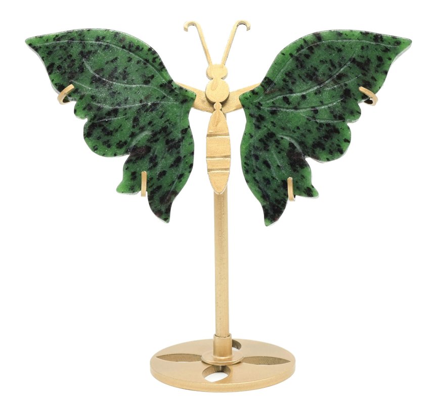 Papillon Rubis Zoïsite sur socle 14cm