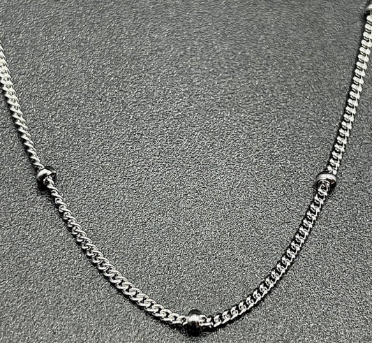 Chaîne Argent 925 + perles 1mm 45cm