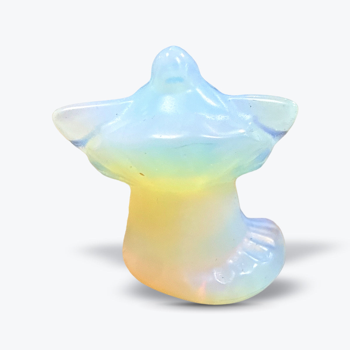 Figurine Éléphant Assis en Opalite Naturelle – trompe levée, blanc laiteux - Pièce unique | 19gr