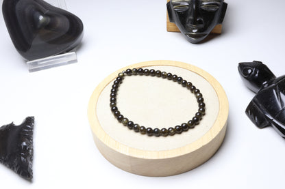 Bracelet Obsidienne Dorée