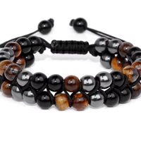 Bracelet Triple Protection en Oeil de Tigre, Obsidienne & Hématite - Protection et Clarté - 2