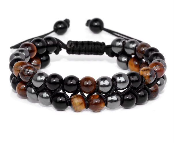 Bracelet Triple Protection en Oeil de Tigre, Obsidienne & Hématite - Protection et Clarté - 2