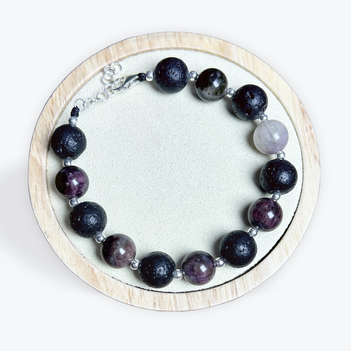Bracelet Tourmaline Rose Et Pierre De Lave Avec Apprêts