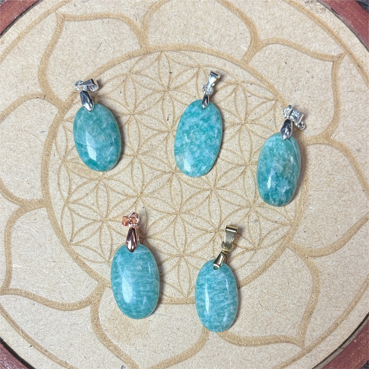 Pendentif Amazonite Ovale - Avec belière
