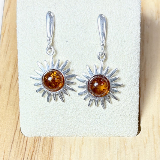 Boucle d'oreilles soleil puce étoile - Argent 925