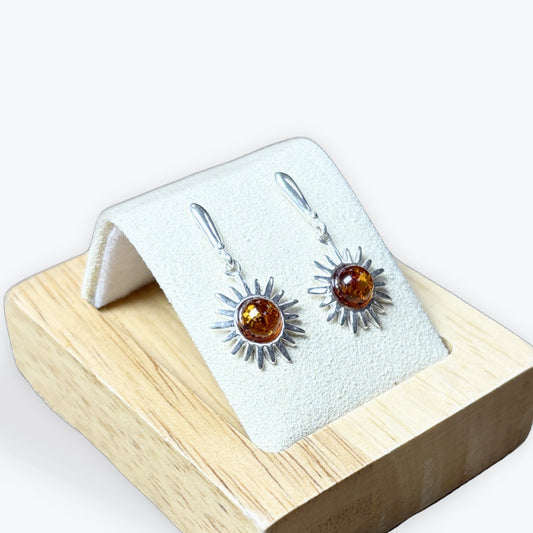 Boucle d'oreilles soleil pendante - Argent 925