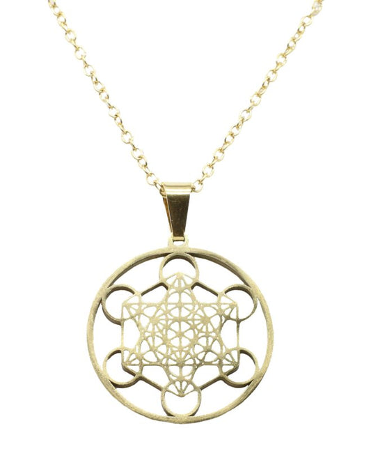 Collier Inox doré Métatron 2.5cm