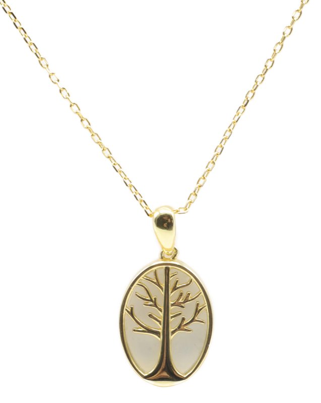Collier Argent 925 Pierre de Lune & Arbre de Vie