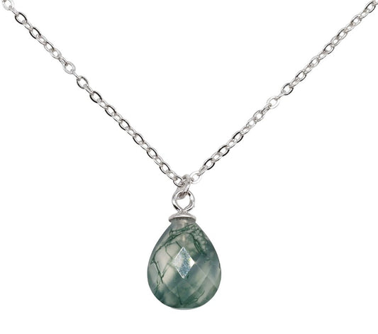 Collier Argent 925 Agate Mousse Goutte
