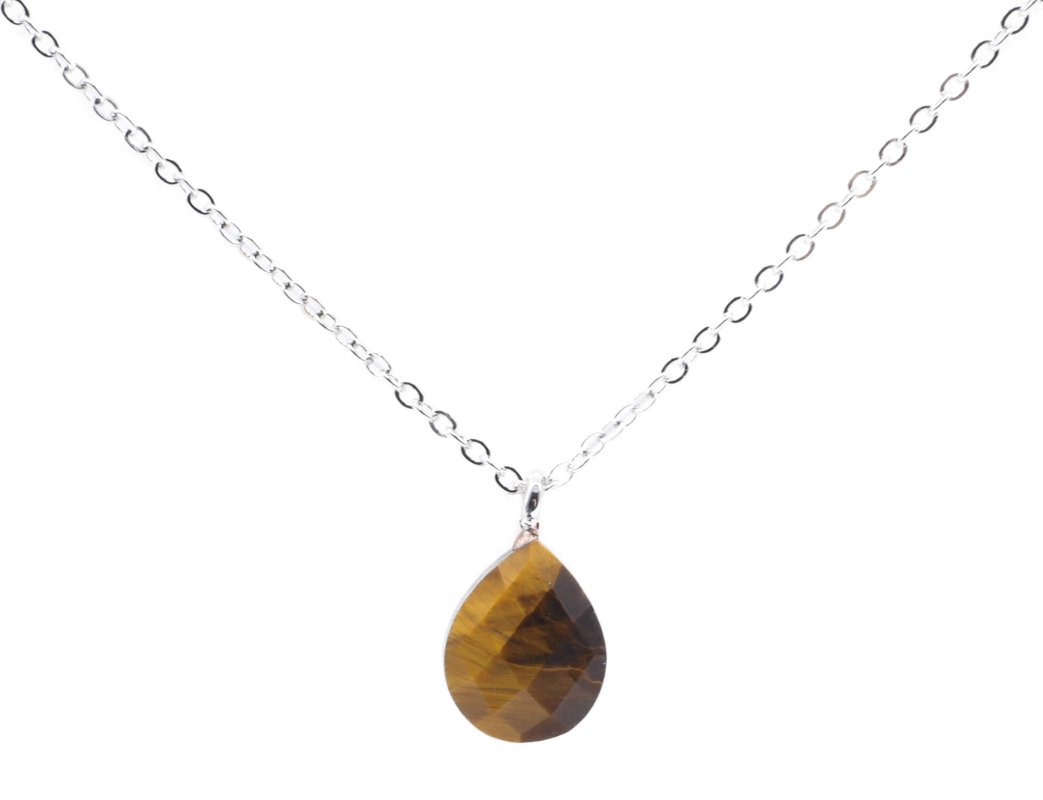 Collier Argent 925 Oeil de Tigre Goutte