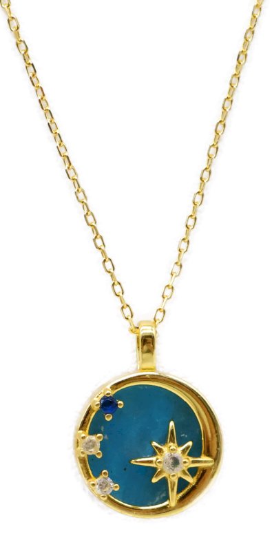 Collier Argent 925 Apatite & Etoiles — Plaqué Or