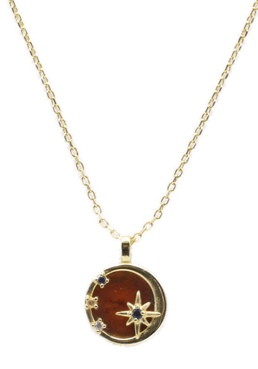 Collier Argent 925 Grenat & Etoiles — Plaqué Or