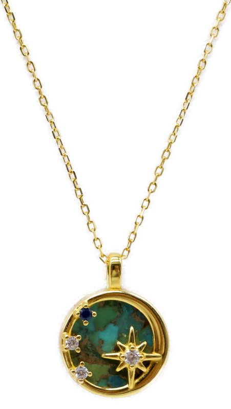 Collier Argent 925 Turquoise & Etoiles — Plaqué Or