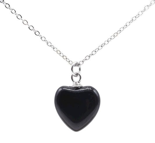 Collier Argent 925 Onyx Coeur