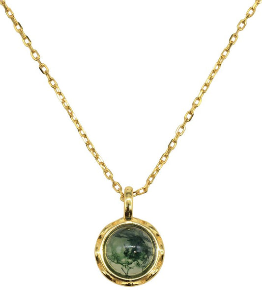 Collier Argent 925 Agate Mousse Ronde