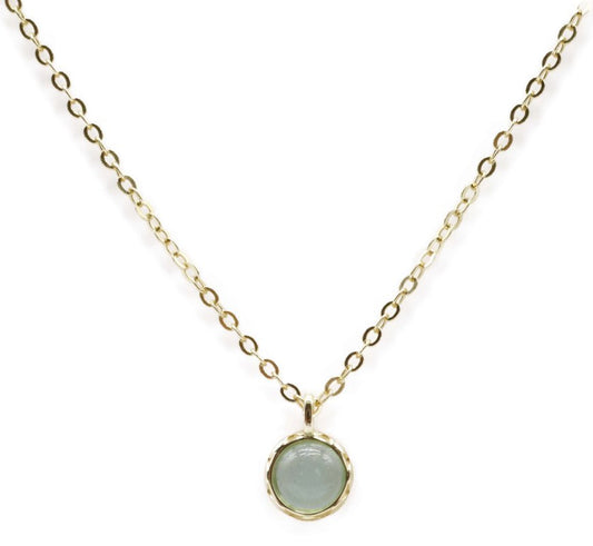 Collier Argent 925 Aigue Marine Ronde — Plaqué Or