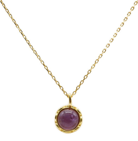 Collier Argent 925 Améthyste Ronde — Plaqué Or