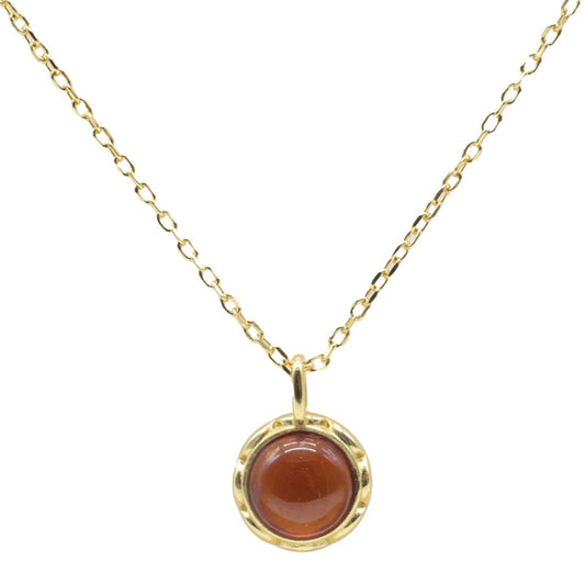 Collier Argent 925 Grenat Ronde — Plaqué Or