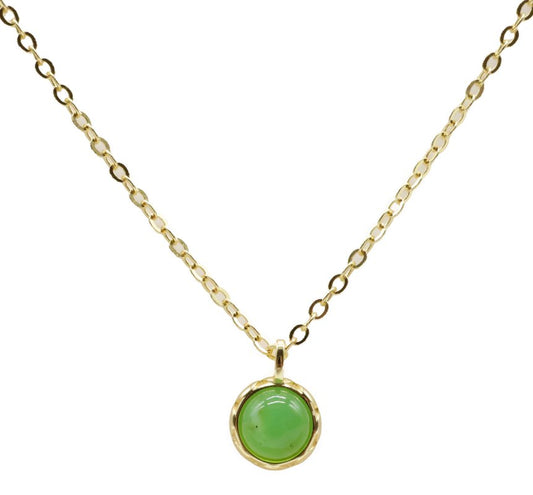 Collier Argent 925 Jade Verte Ronde — Plaqué Or