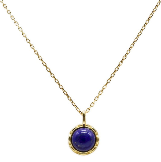 Collier Argent 925 Lapis Lazuli Ronde — Plaqué Or