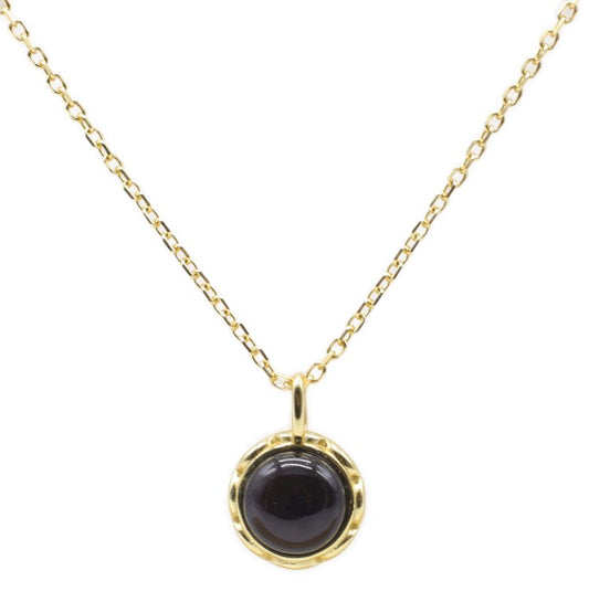 Collier Argent 925 Onyx Ronde — Plaqué Or