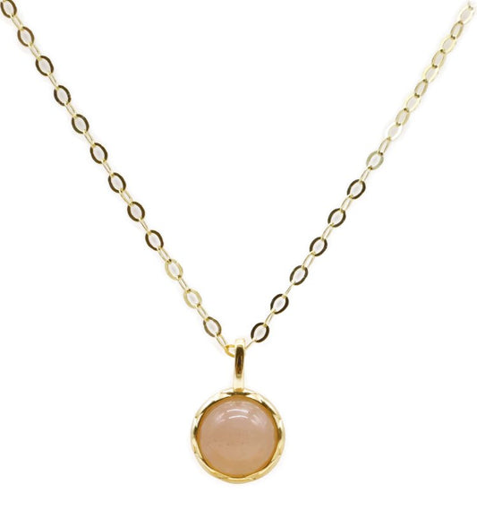 Collier Argent 925 Pierre de Soleil Ronde — Plaqué Or