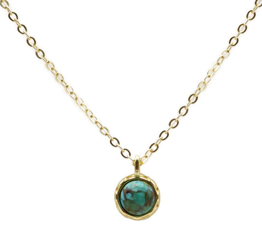 Collier Argent 925 Turquoise Ronde — Plaqué Or