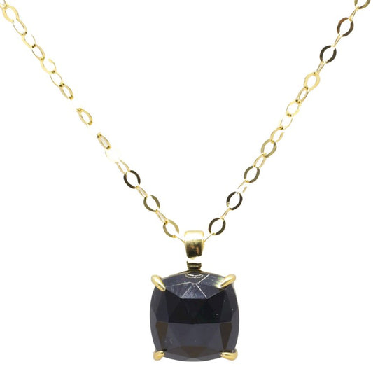 Collier Argent 925 Onyx Carrée — Plaqué Or