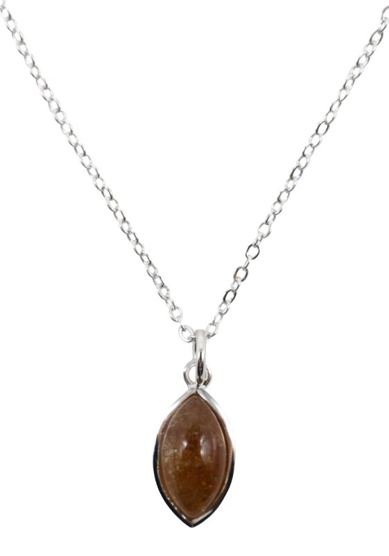 Collier Argent 925 'Larme Argentée' — Grenat