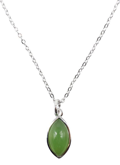 Collier Argent 925 'Larme Argentée' — Jade Vert