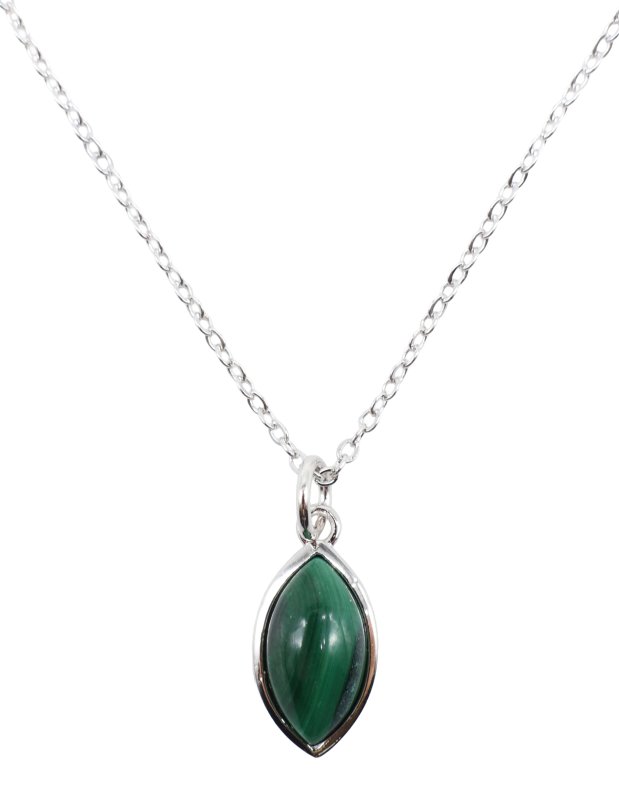 Collier Argent 925 'Larme Argentée' — Malachite