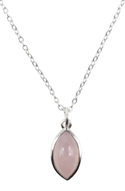 Collier Argent 925 'Larme Argentée' — Quartz Rose