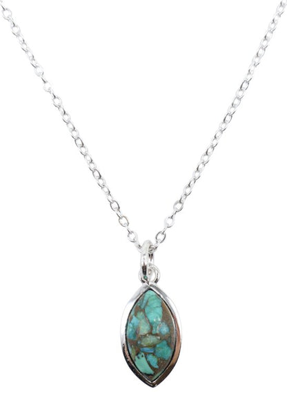 Collier Argent 925 'Larme Argentée' — Turquoise