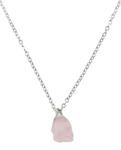 Collier Argent 925 'Cristal Sauvage' — Quartz Rose
