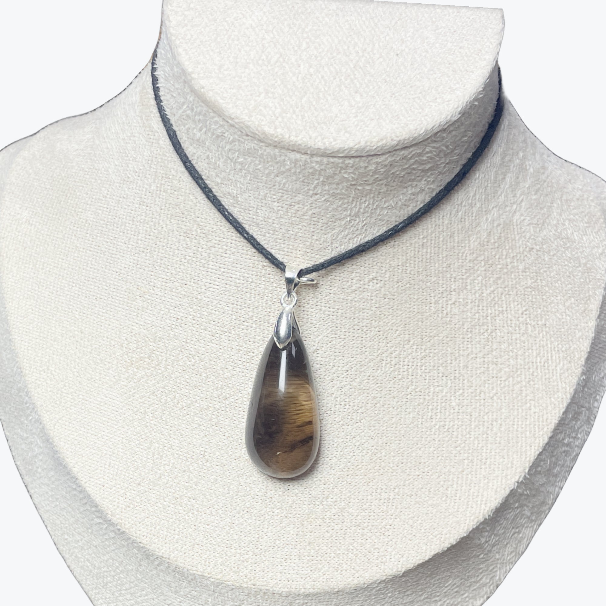 pendentif quartz enfumé goutte